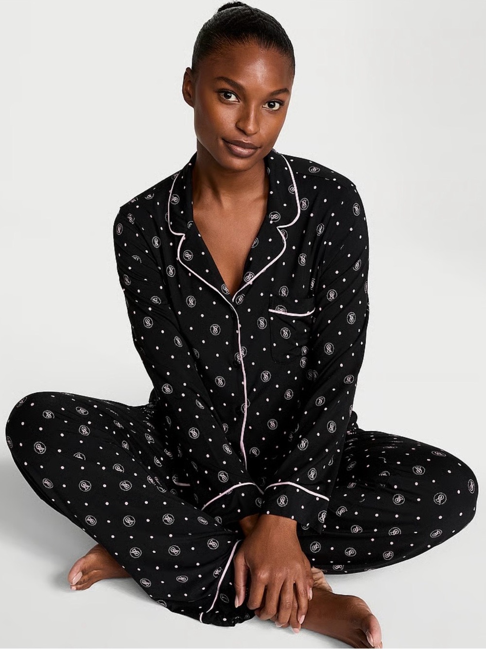 VICTORIA'S SECRET M Long SoSoft™ Modal Long Pajama Set - black